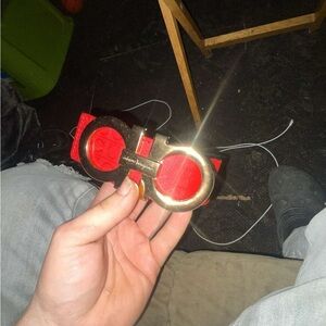 Salvatore Ferragamo Red and Gold Belt Buckle